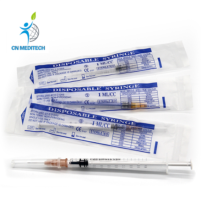 Disposable Three-Part Medical 1ml Syringe for Injection