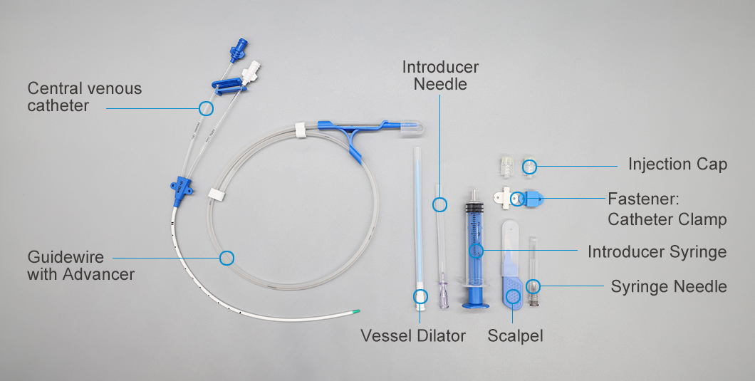 Disposable Medical Double Lumen CVC Kit Central Venous Catheter Kit ...